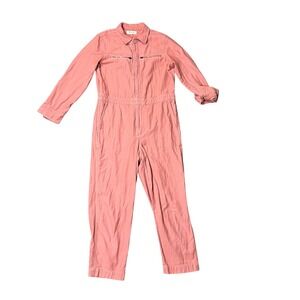 Madewell‎ Pink Long Sleeve Zip Front Coverall Jumpsuit Size L Perfect Condition